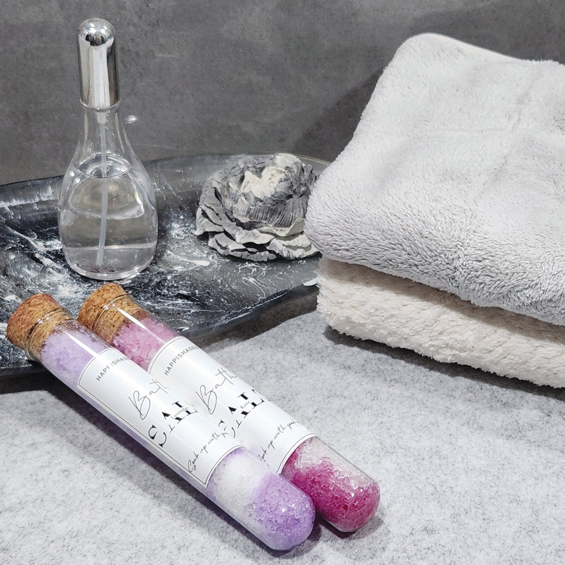 Happishades Epsom Bath Salt for Body & Foot Spa, Calming, Relaxing, Muscle Pain Relief, Aromatherapy | Himalayan Pink Salt, Essential Oil | 50g Gift Pack | Cruelty Free, Natural, Therapeutic