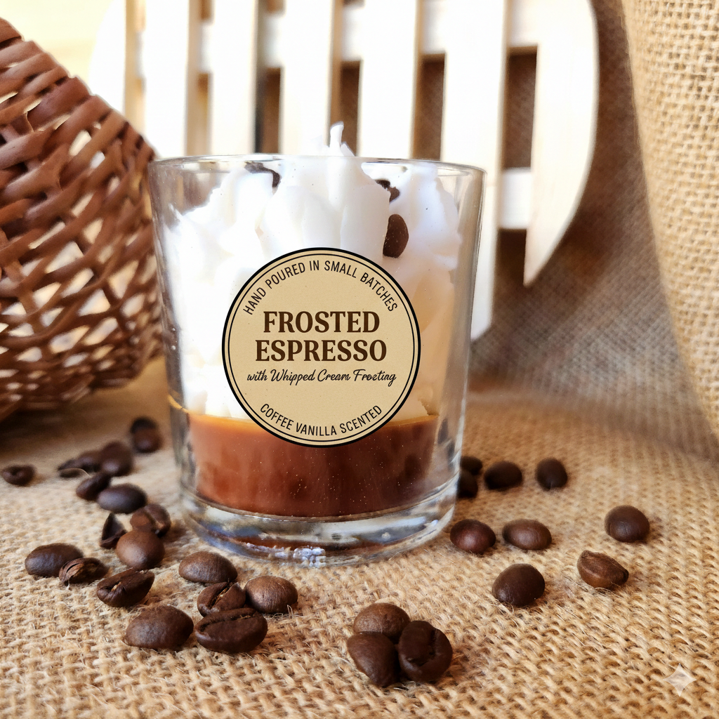 Happishades Decorative Frosted Espresso Coffee Vanilla Scented Candle, Rich Aromatic Coffee Fragrance Candles for Home, Aromatherapy & Gifting | Valentines & Festive Gift, Non Toxic, Vegan