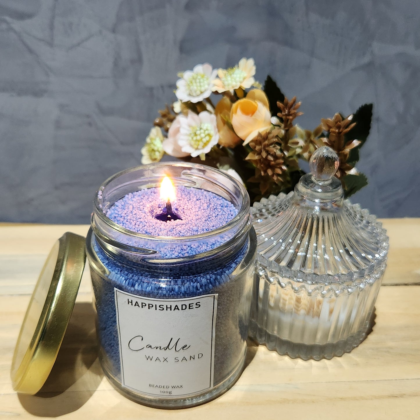 Happishades Scented Pearl Wax Candle Set - 100g, Floating Candle with 10 Cotton Wicks, Reusable Jar | DIY Candle | Beaded, Granulated Sand Wax for Home Decor, Wedding, Festival, Gift