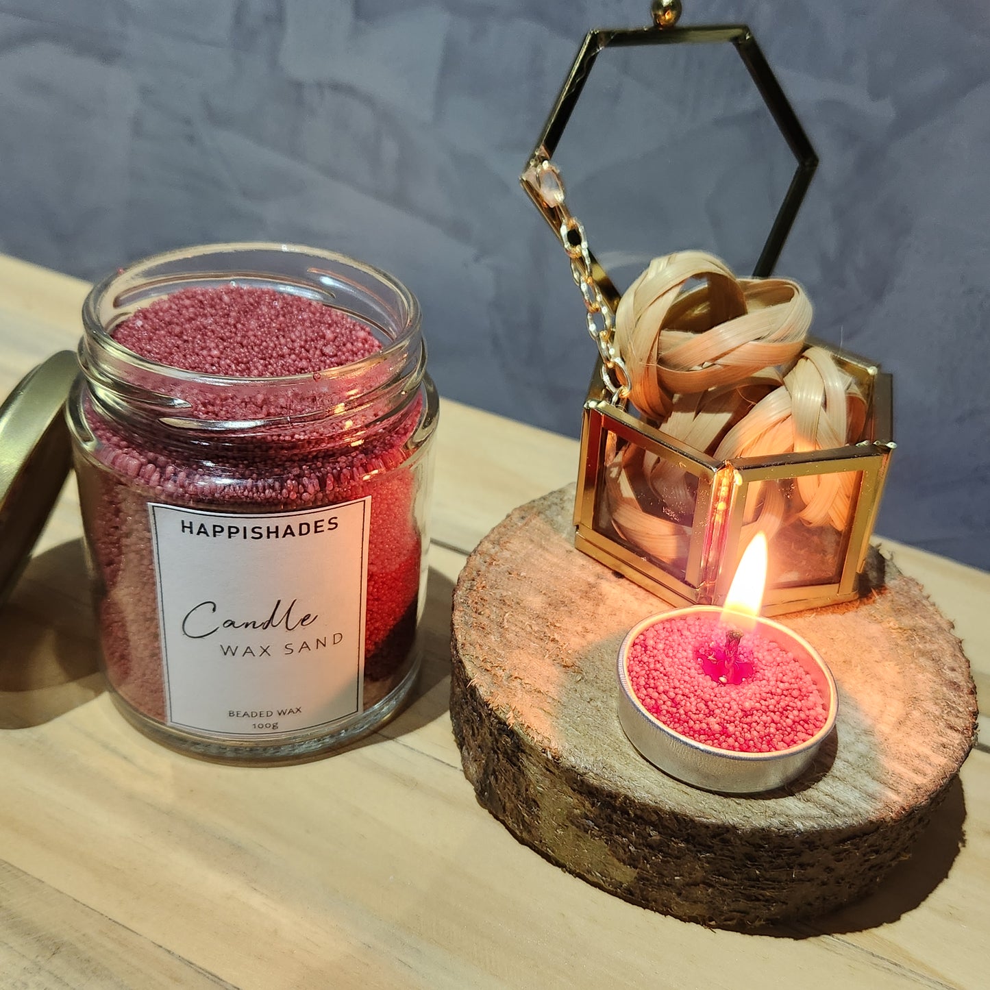 Happishades Scented Pearl Wax Candle Set - 100g, Floating Candle with 10 Cotton Wicks, Reusable Jar | DIY Candle | Beaded, Granulated Sand Wax for Home Decor, Wedding, Festival, Gift