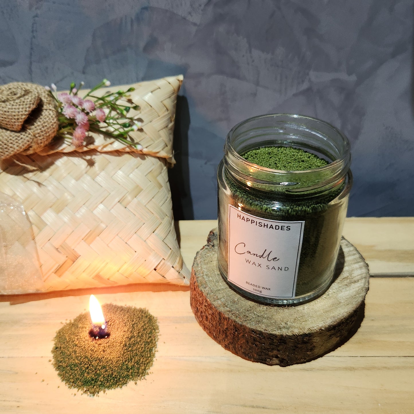 Happishades Scented Pearl Wax Candle Set - 100g, Floating Candle with 10 Cotton Wicks, Reusable Jar | DIY Candle | Beaded, Granulated Sand Wax for Home Decor, Wedding, Festival, Gift