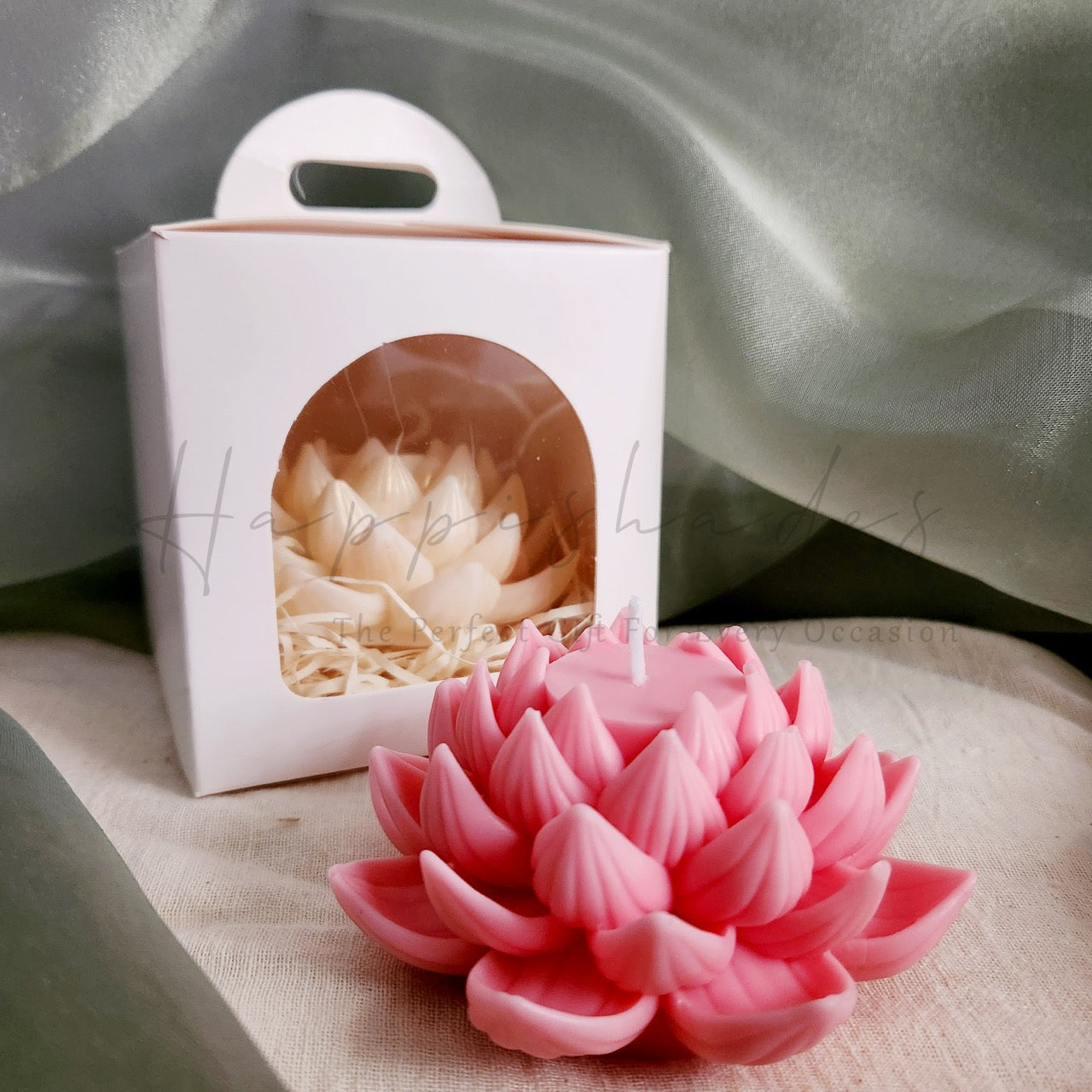 Happishades Decorative Lotus Flower Soy Wax Candle, Floral Scented - Red Colour, for Home Decor and Special Occasions | Ganesh Chaturthi, Navratri, Diwali Festival Celebration & Gifting