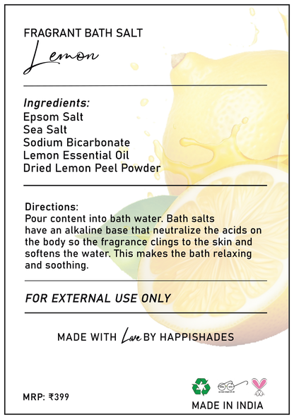 Happishades Bath Salt | For Body & Foot Spa, Calming, Relaxing, Muscle Aches Pain Relief, Aromatherapy | Pure & Natural Epsom, Sea Salt, Botanicals & Essential Oils - 200 grams