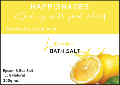 Happishades Bath Salt | For Body & Foot Spa, Calming, Relaxing, Muscle Aches Pain Relief, Aromatherapy | Pure & Natural Epsom, Sea Salt, Botanicals & Essential Oils - 200 grams