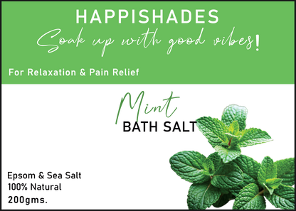 Happishades Bath Salt | For Body & Foot Spa, Calming, Relaxing, Muscle Aches Pain Relief, Aromatherapy | Pure & Natural Epsom, Sea Salt, Botanicals & Essential Oils - 200 grams