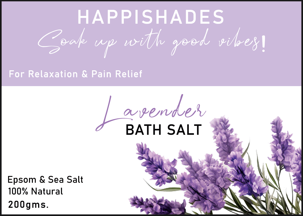 Happishades Bath Salt | For Body & Foot Spa, Calming, Relaxing, Muscle Aches Pain Relief, Aromatherapy | Pure & Natural Epsom, Sea Salt, Botanicals & Essential Oils - 200 grams