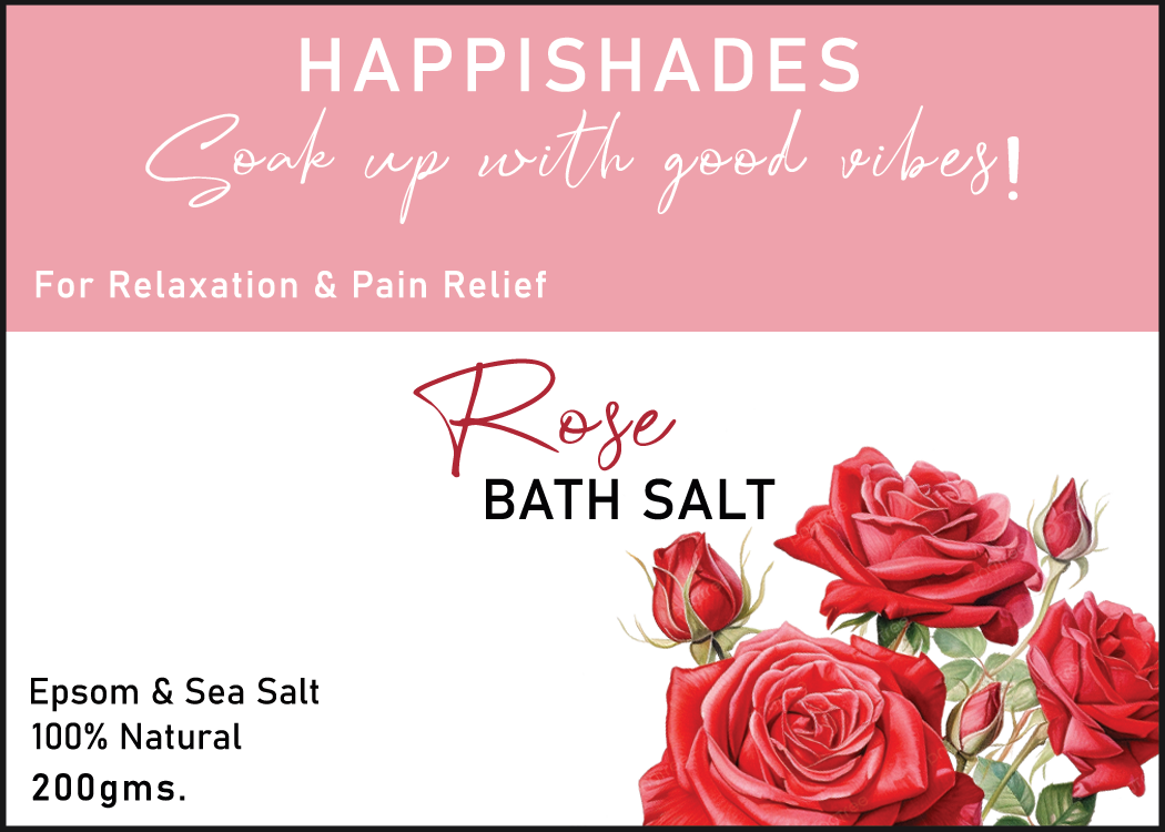Happishades Bath Salt | For Body & Foot Spa, Calming, Relaxing, Muscle Aches Pain Relief, Aromatherapy | Pure & Natural Epsom, Sea Salt, Botanicals & Essential Oils - 200 grams
