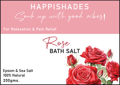 Happishades Bath Salt | For Body & Foot Spa, Calming, Relaxing, Muscle Aches Pain Relief, Aromatherapy | Pure & Natural Epsom, Sea Salt, Botanicals & Essential Oils - 200 grams