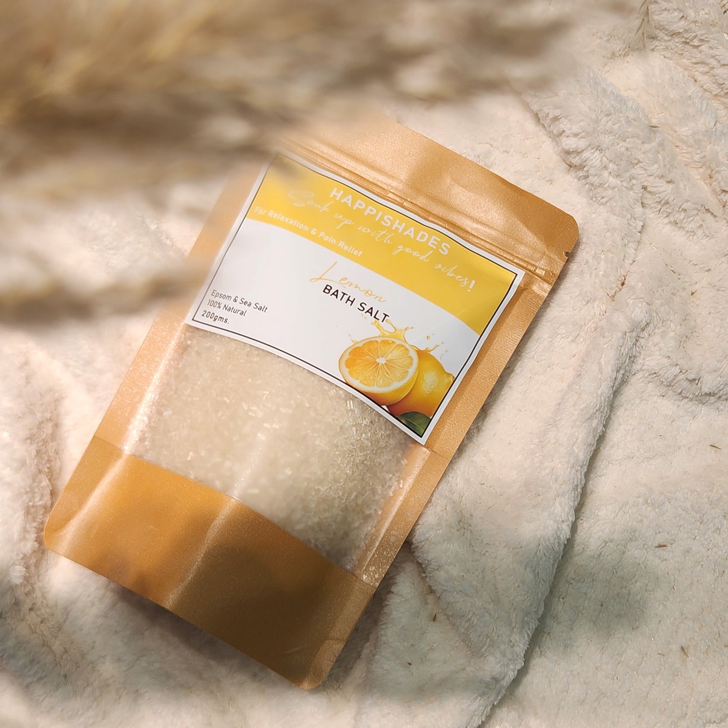 Happishades Bath Salt | For Body & Foot Spa, Calming, Relaxing, Muscle Aches Pain Relief, Aromatherapy | Pure & Natural Epsom, Sea Salt, Botanicals & Essential Oils - 200 grams