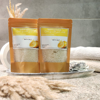 Happishades Bath Salt | For Body & Foot Spa, Calming, Relaxing, Muscle Aches Pain Relief, Aromatherapy | Pure & Natural Epsom, Sea Salt, Botanicals & Essential Oils - 200 grams