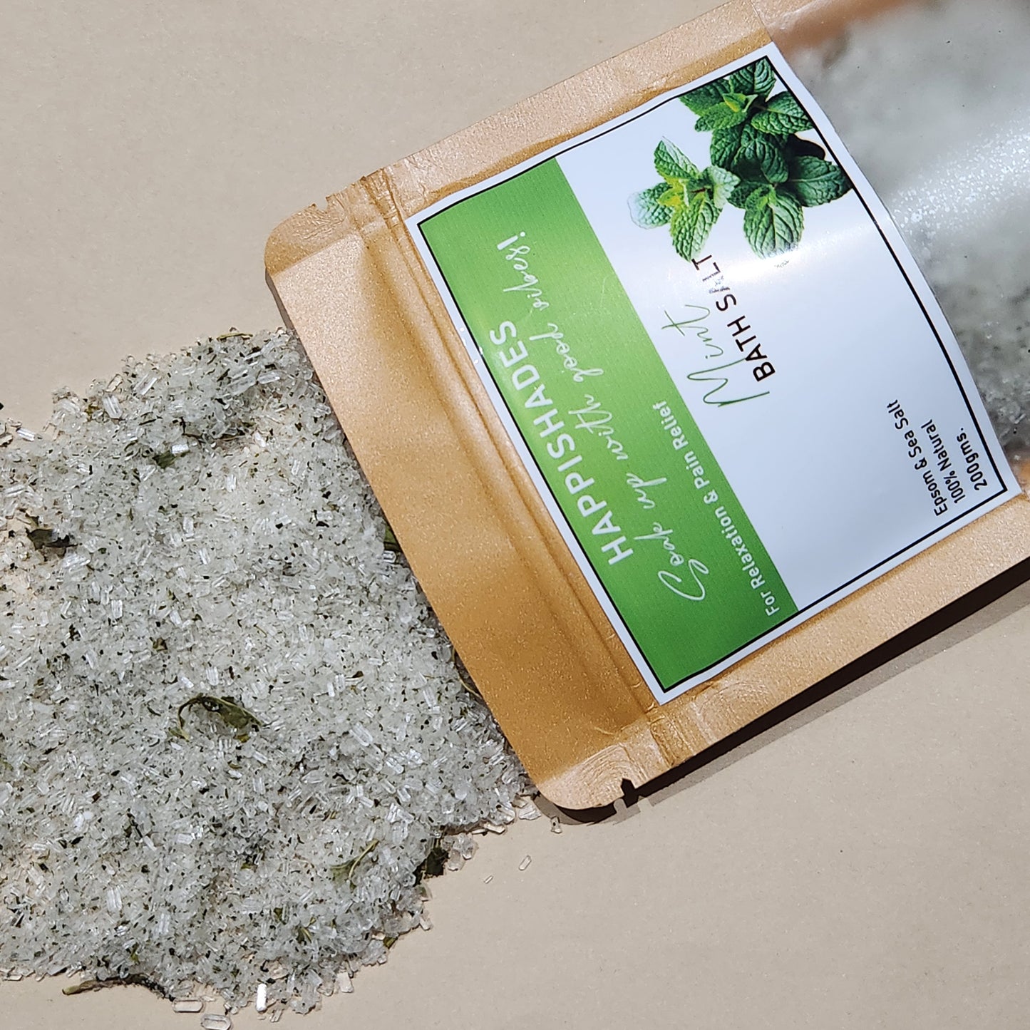 Happishades Bath Salt | For Body & Foot Spa, Calming, Relaxing, Muscle Aches Pain Relief, Aromatherapy | Pure & Natural Epsom, Sea Salt, Botanicals & Essential Oils - 200 grams