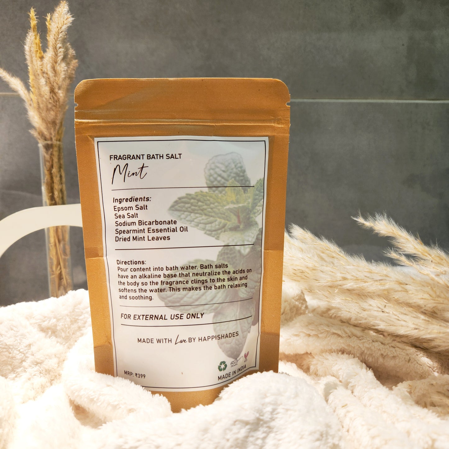Happishades Bath Salt | For Body & Foot Spa, Calming, Relaxing, Muscle Aches Pain Relief, Aromatherapy | Pure & Natural Epsom, Sea Salt, Botanicals & Essential Oils - 200 grams