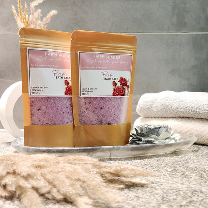 Happishades Bath Salt | For Body & Foot Spa, Calming, Relaxing, Muscle Aches Pain Relief, Aromatherapy | Pure & Natural Epsom, Sea Salt, Botanicals & Essential Oils - 200 grams