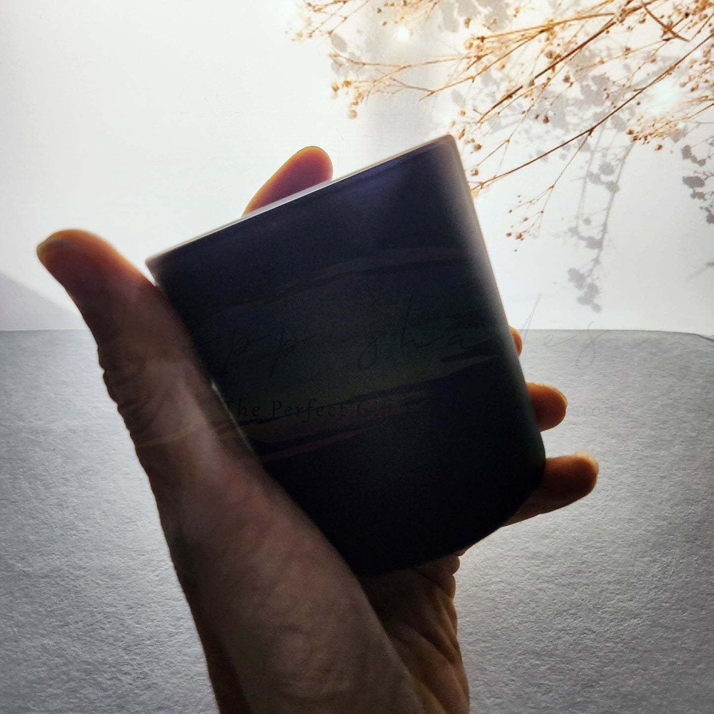 Happishades Black Glass Jar For Candle Making 180ml | 3x3.5 Inch