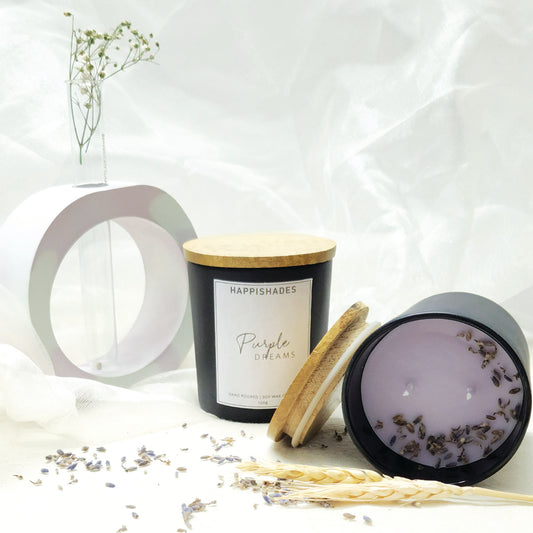 Black Jar Premium Scented Candle - Lavender | Luxury Candles | Aromatherapy Candles