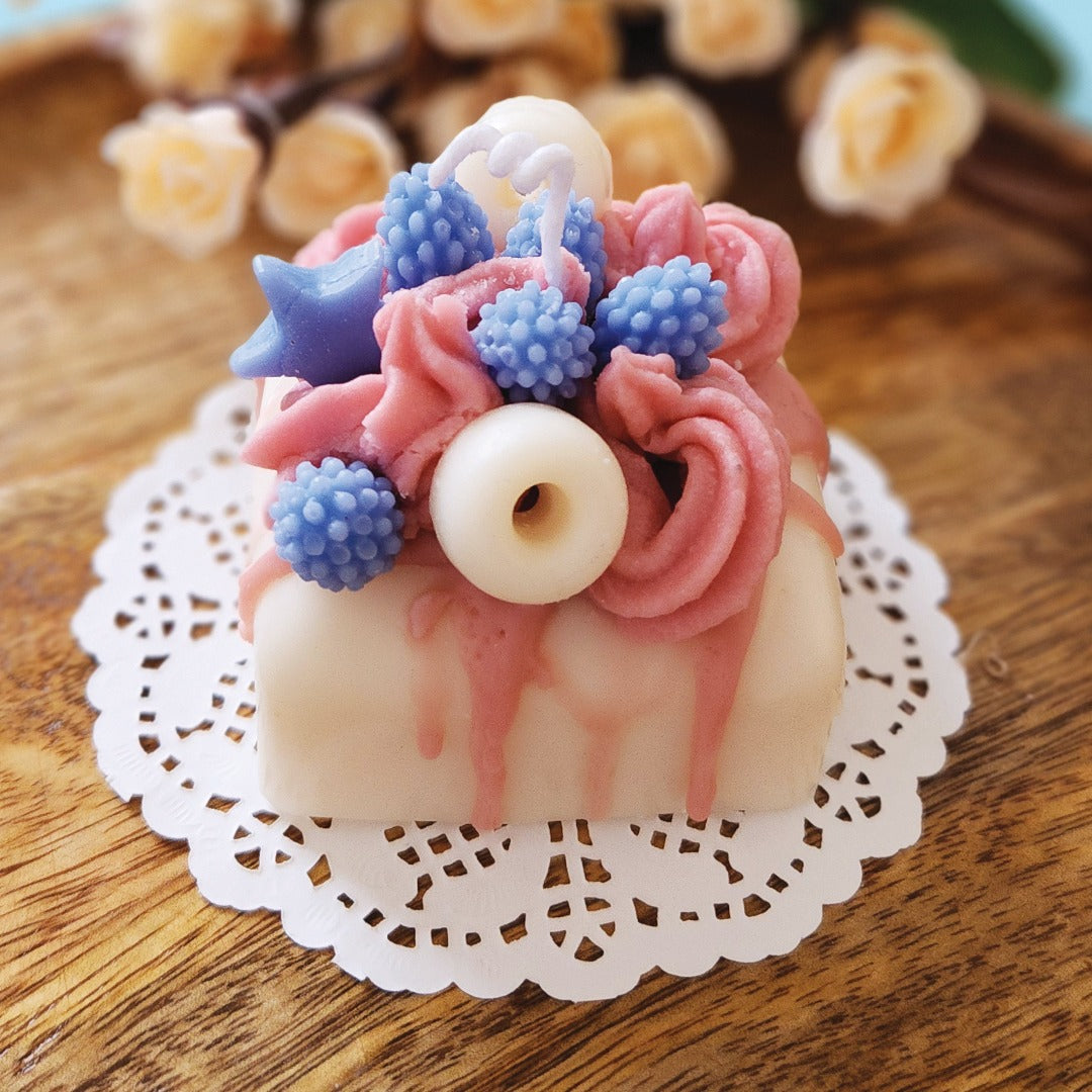 Scented Frosted Cake Candles with Blueberries and donuts