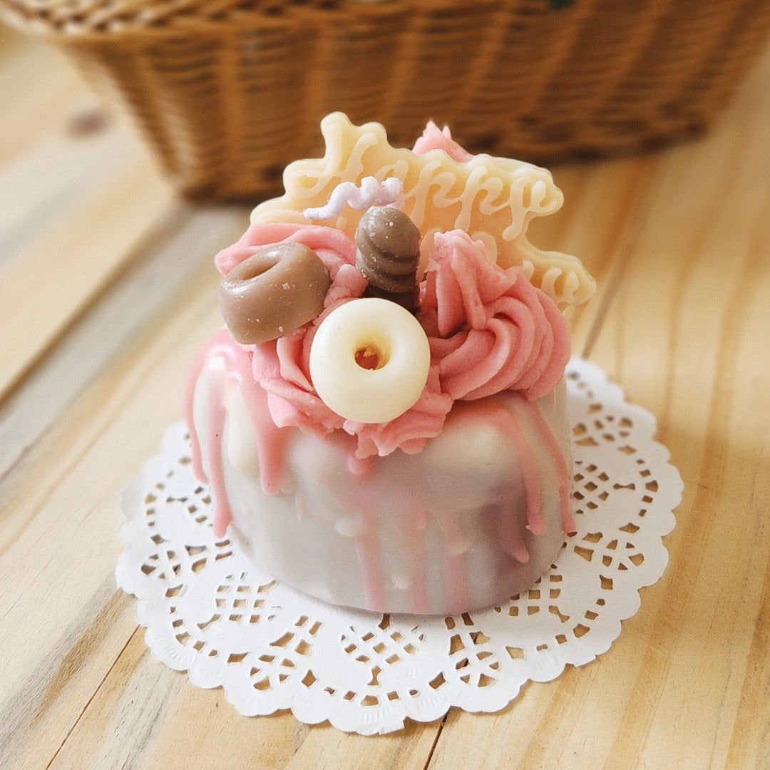 Happy Birthday Scented Frosted Cake Candles with Candy and donuts