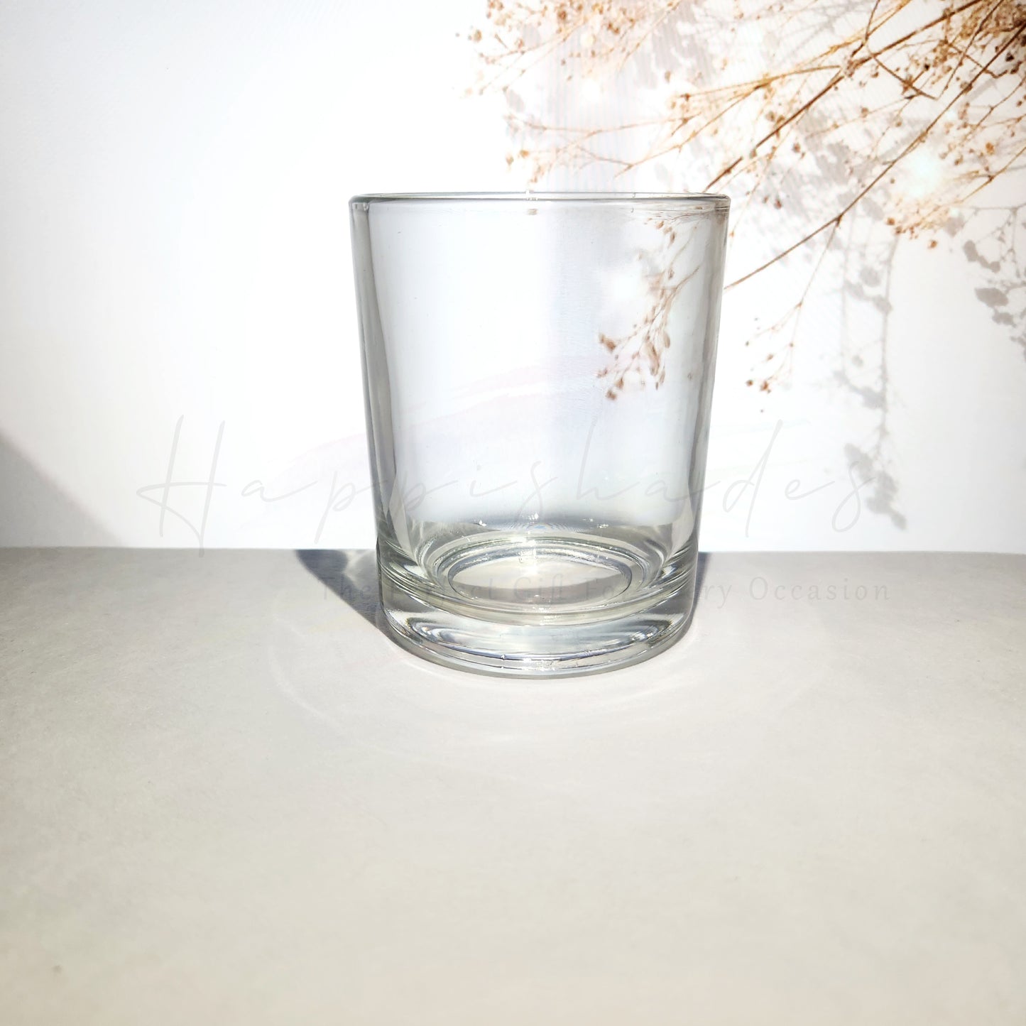 Happishades Clear Transparent Glass Jar For Candle Making 200mL| 3x3.5 Inch