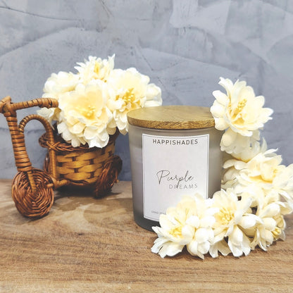 Happishades Scented Candle in Frosted Jar | Soy Wax Candles | Long Burning Upto 50 Hours | Clean Burn | Best Scent Throw | Natural Fragrances