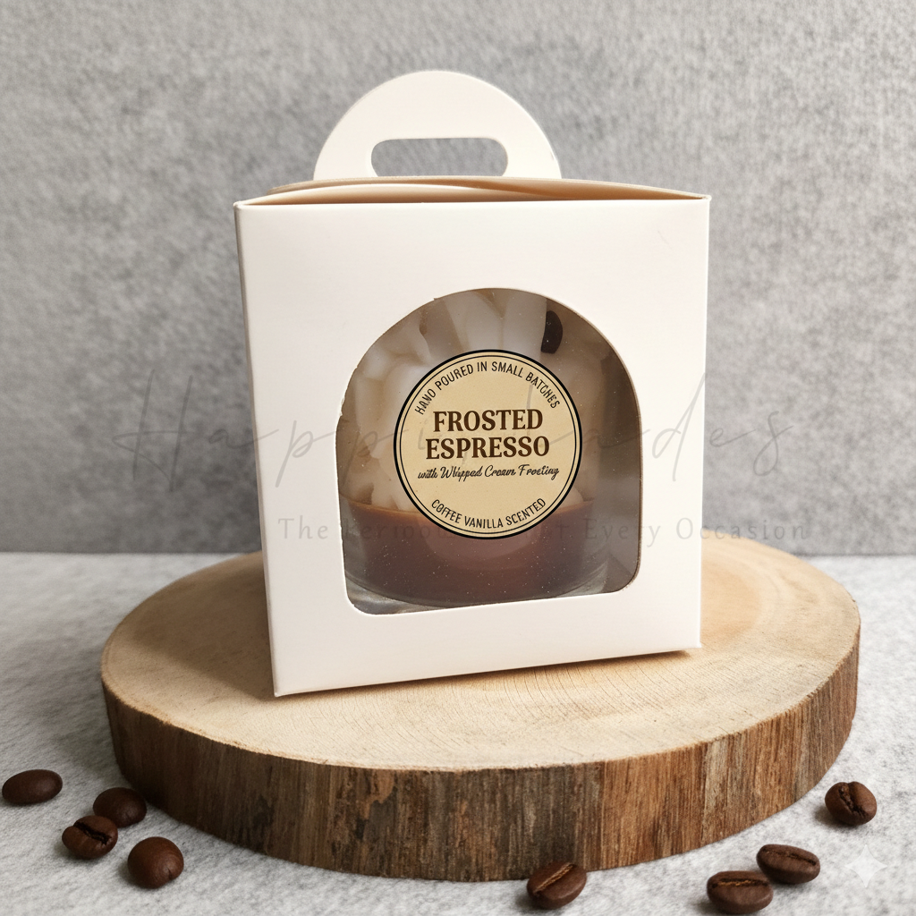 Happishades Decorative Frosted Espresso Coffee Vanilla Scented Candle, Rich Aromatic Coffee Fragrance Candles for Home, Aromatherapy & Gifting | Valentines & Festive Gift, Non Toxic, Vegan