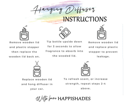 Happishades Aroma Diffuser, Air Freshener, Hanging Perfume | Luxury Air Freshener for cars, indoors | Freshener with Essential oil Fragrances | 10 ml Diffuser bottle