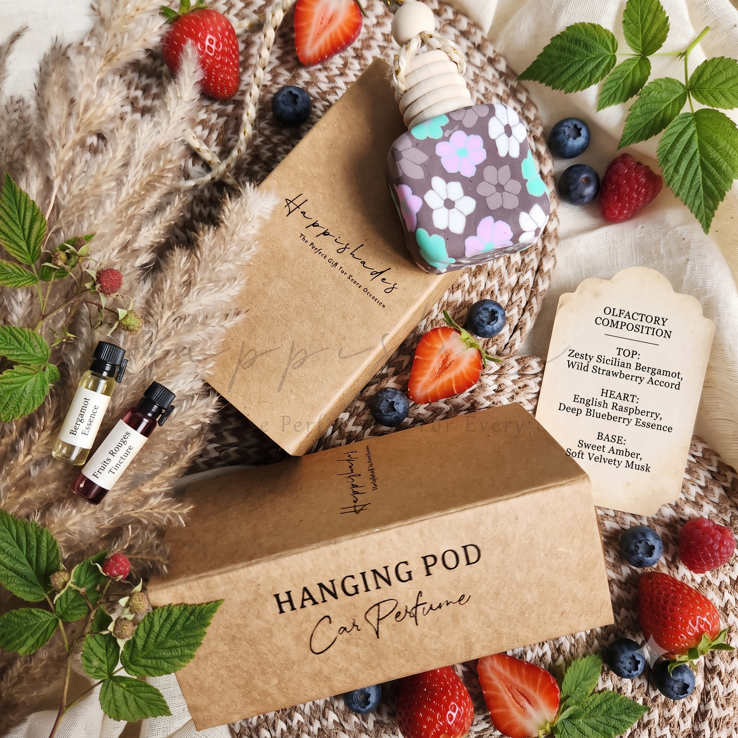 Happishades Aroma Diffuser, Air Freshener, Hanging Perfume | Luxury Air Freshener for cars, indoors | Freshener with Essential oil Fragrances | 10 ml Diffuser bottle