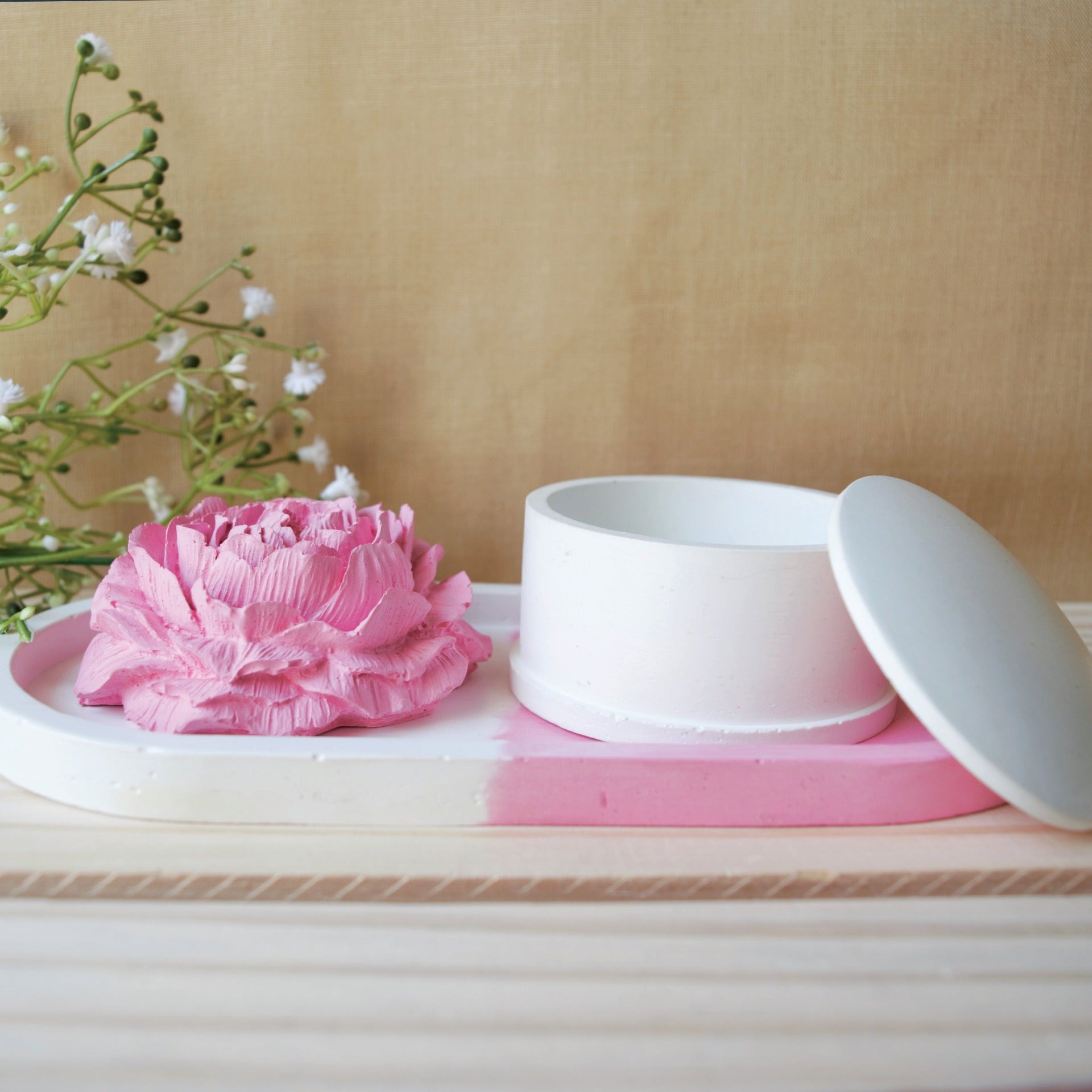 Happishades Trinket Tray set of Tray Peony and Jar