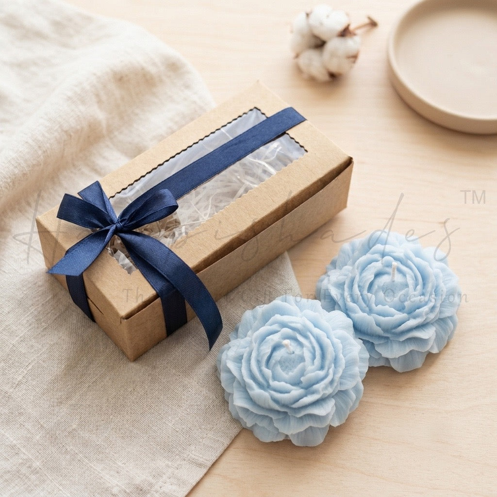 Happishades Peony Scented Candles Set of 2 in Kraft Gift Box