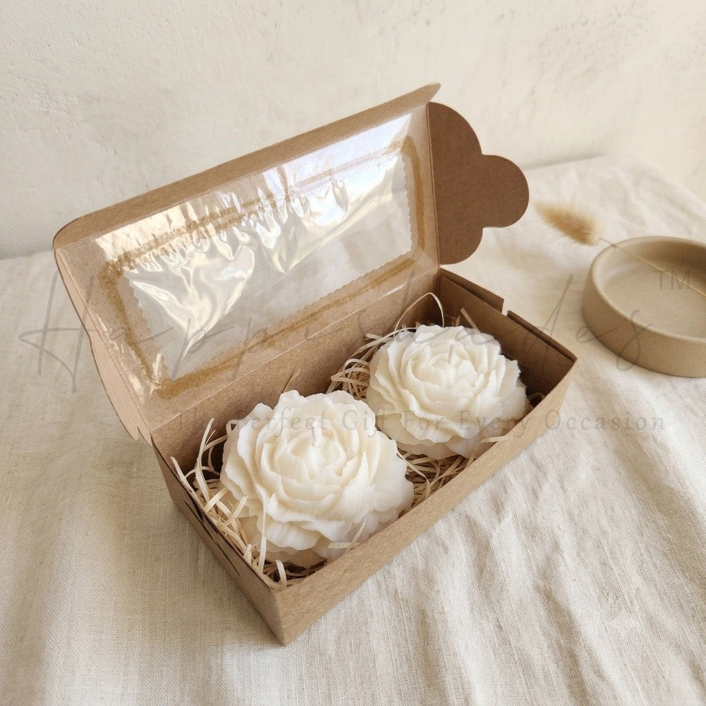 Happishades Peony Scented Candles Set of 2 in Kraft Gift Box