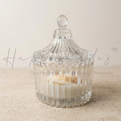 Trinket Jar Scented Candle, Cool Water Fragrance, Ocean Fresh Mystic Scent with Golden Stones & Pebels | Valentines Gifting, House Warming Gift