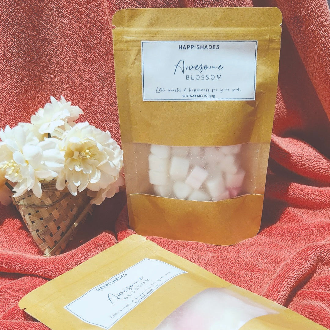 Happishades Premium Scented Wax Melts - 50 Grams | Natural Soy Wax, Vegan, Essential Oil Infused | 100-150 Hrs Scent Time | Safe, Smoke-Free, Easy to Use