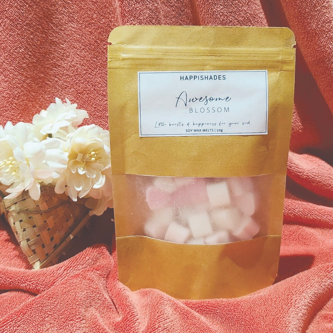 Happishades Premium Scented Wax Melts - 50 Grams | Natural Soy Wax, Vegan, Essential Oil Infused | 100-150 Hrs Scent Time | Safe, Smoke-Free, Easy to Use