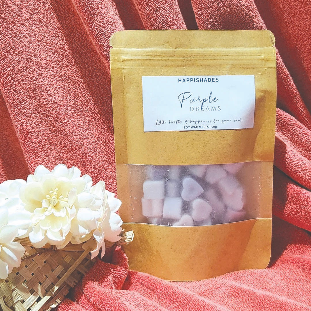 Happishades Premium Scented Wax Melts - 50 Grams | Natural Soy Wax, Vegan, Essential Oil Infused | 100-150 Hrs Scent Time | Safe, Smoke-Free, Easy to Use