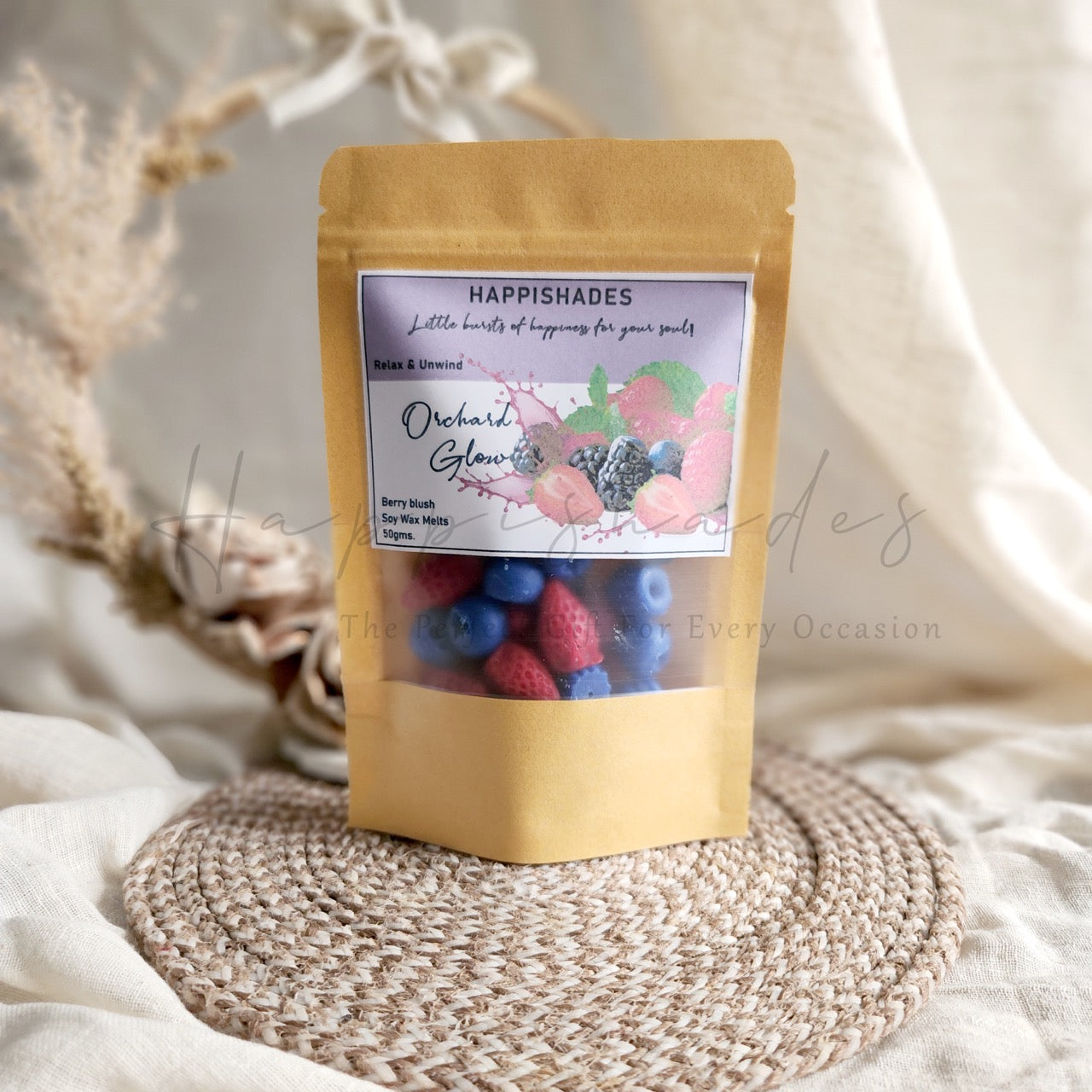 Happishades Premium Scented Wax Melts - 50 Grams | Natural Soy Wax, Vegan, Essential Oil Infused | 100-150 Hrs Scent Time | Safe, Smoke-Free, Easy to Use