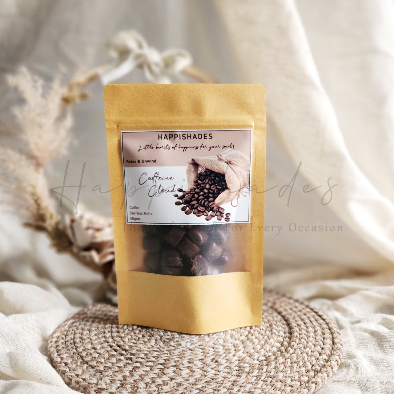 Happishades Premium Scented Wax Melts - 50 Grams | Natural Soy Wax, Vegan, Essential Oil Infused | 100-150 Hrs Scent Time | Safe, Smoke-Free, Easy to Use
