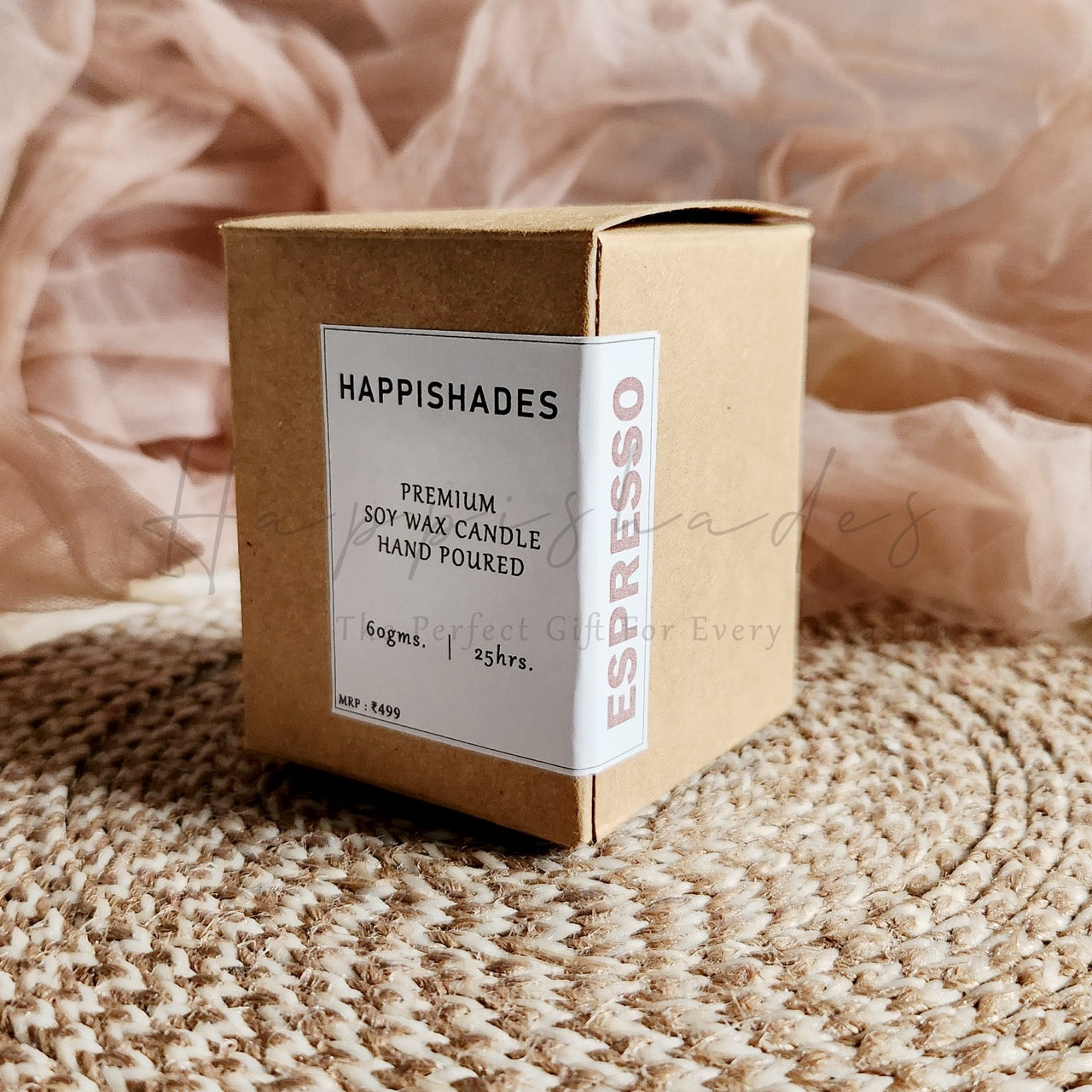 Happishades Decorative Frosted Espresso Coffee Vanilla Scented Candle, Rich Aromatic Coffee Fragrance Candles for Home, Aromatherapy & Gifting | Valentines & Festive Gift, Non Toxic, Vegan