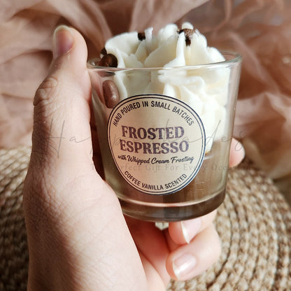 Happishades Decorative Frosted Espresso Coffee Vanilla Scented Candle, Rich Aromatic Coffee Fragrance Candles for Home, Aromatherapy & Gifting | Valentines & Festive Gift, Non Toxic, Vegan