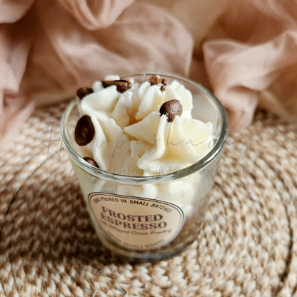 Happishades Decorative Frosted Espresso Coffee Vanilla Scented Candle, Rich Aromatic Coffee Fragrance Candles for Home, Aromatherapy & Gifting | Valentines & Festive Gift, Non Toxic, Vegan