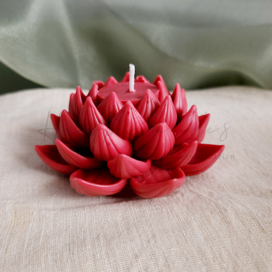 Happishades Decorative Lotus Flower Soy Wax Candle, Floral Scented - Red Colour, for Home Decor and Special Occasions | Ganesh Chaturthi, Navratri, Diwali Festival Celebration & Gifting