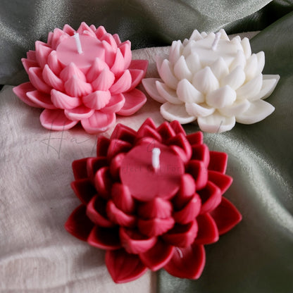 Happishades Decorative Lotus Flower Soy Wax Candle, Floral Scented - Red Colour, for Home Decor and Special Occasions | Ganesh Chaturthi, Navratri, Diwali Festival Celebration & Gifting