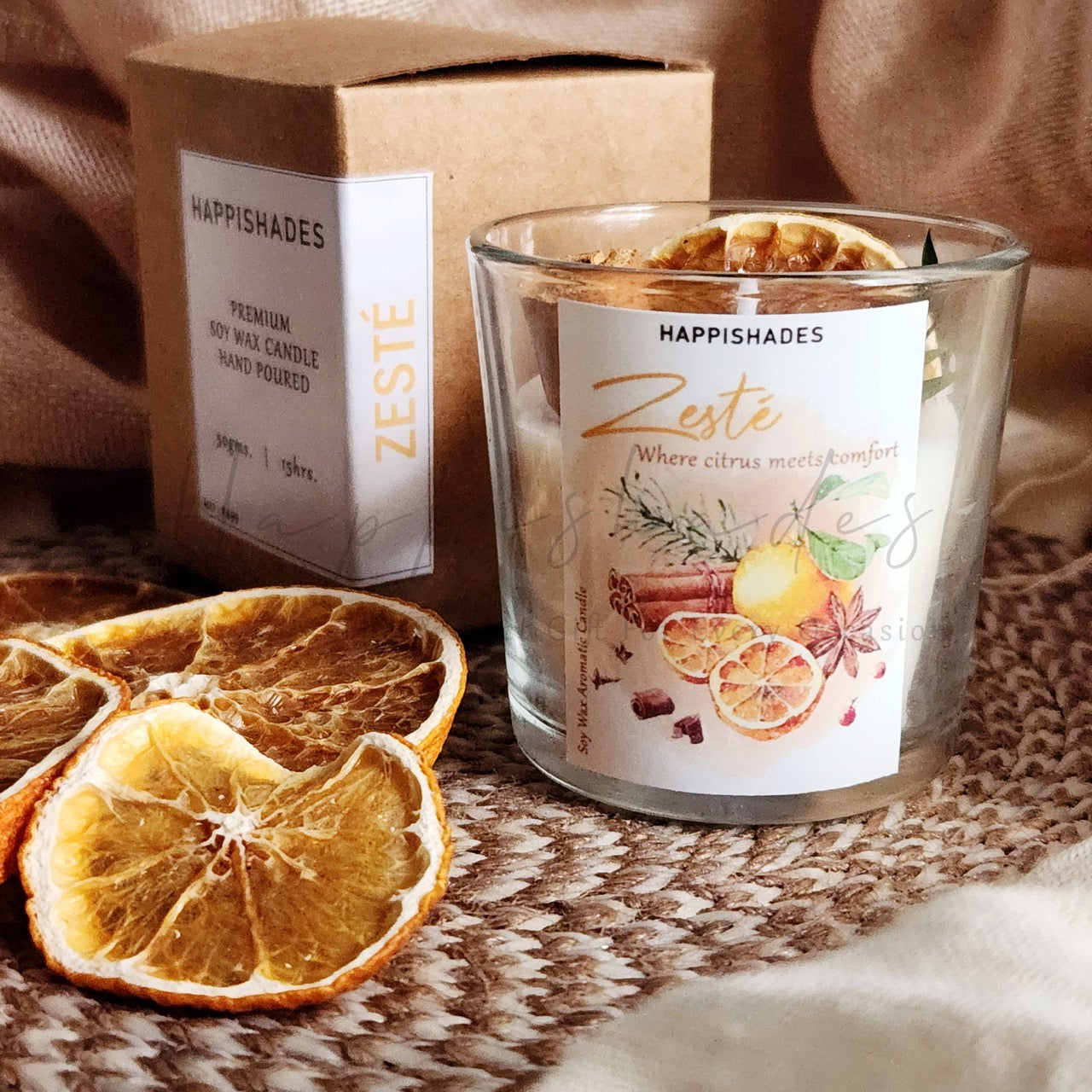 Zesté Scented Candle - Citrus, Cinnamon Spice Soy Wax Candle